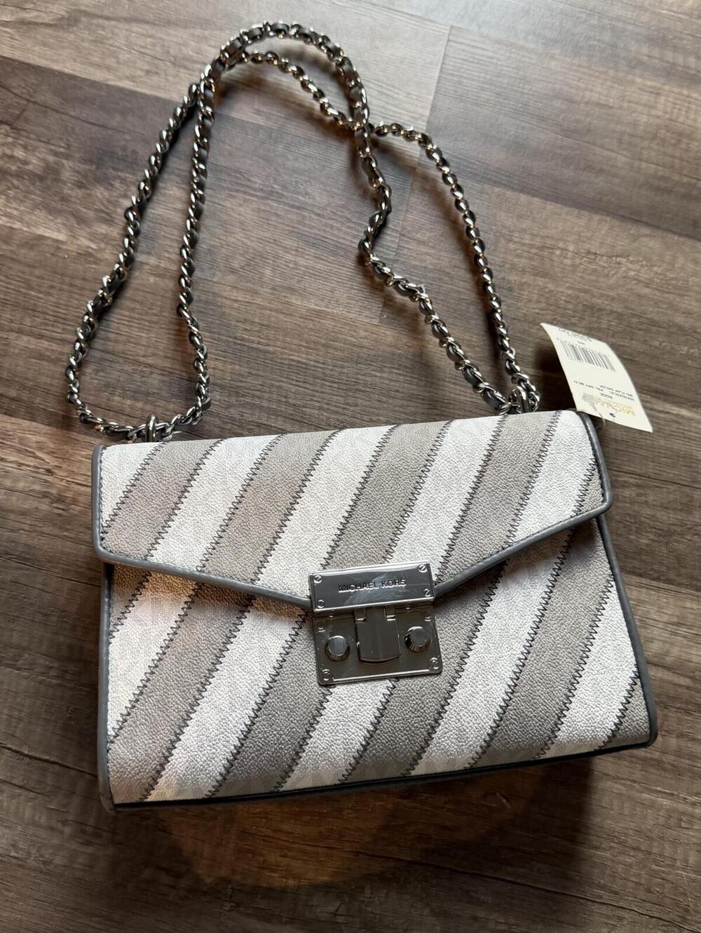 Michael Kors Rose Medium Flap Shoulder Bag - PRL Grey Multi